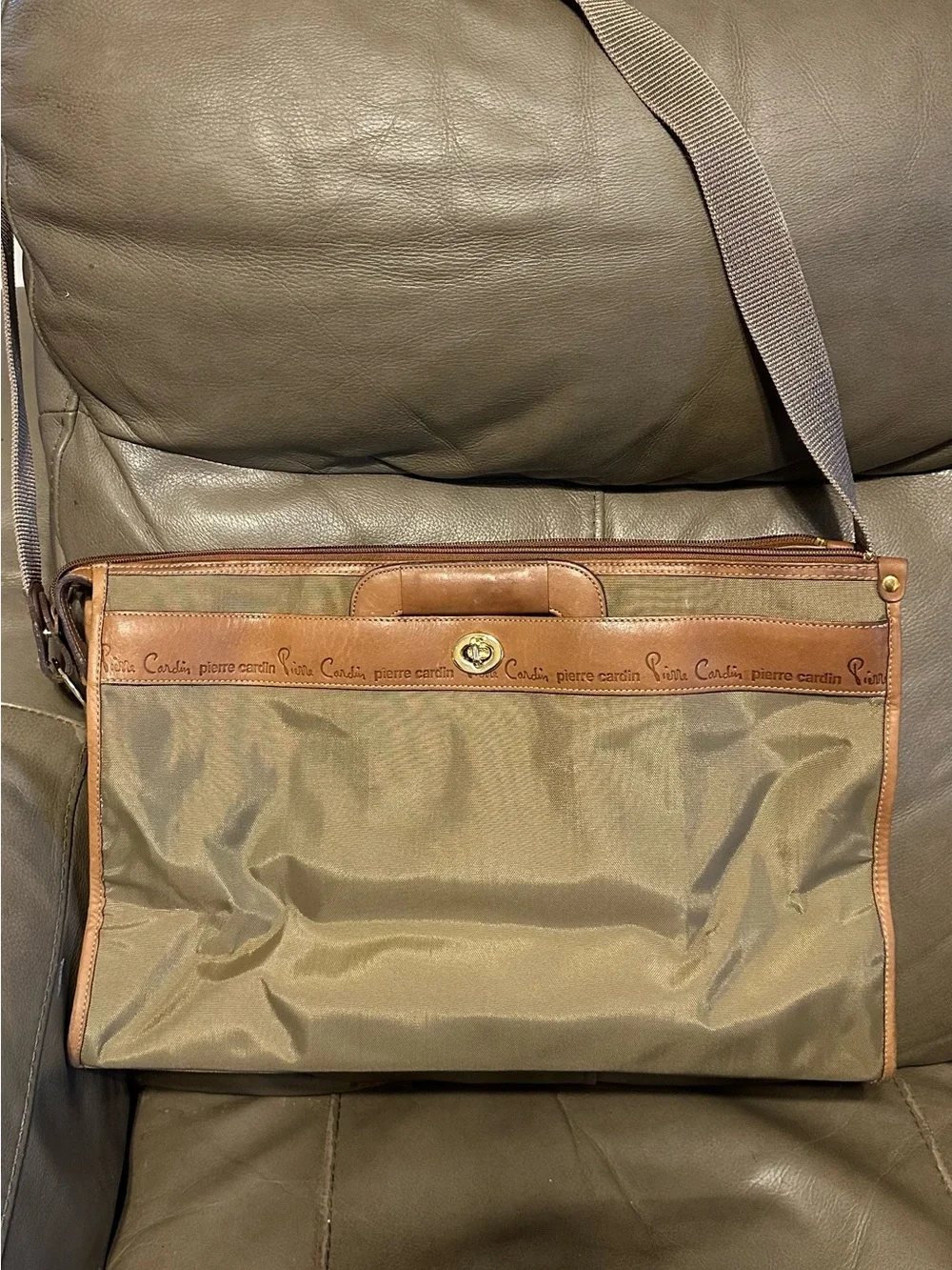 Pierre Cardin Vintage Nylon Leather Briefcase Travel Tote Shoulder Bag Unisex